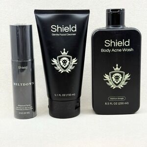 Shield Acne System For Men Face Wash Body Wash Meltdown Spray NEW SEALED